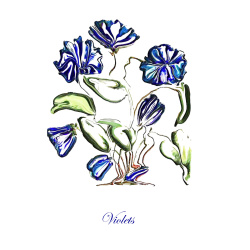 &quot;Violets&quot; Contemporary Botanical Art Print - Free Shipping