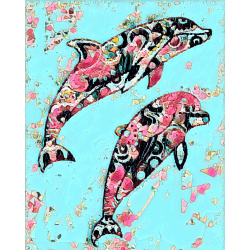 &quot;Paisley Dolphins&quot; Contemporary Abstract Art Print - Two Sizes - Free Shipping