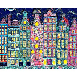 &quot;City Street at Night&quot; Contemporary Abstract Art Print - Two Sizes - Free Shipping