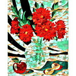 &quot;Red Flowers&quot; Contemporary Abstract Art Print - Two Sizes - Free Shipping