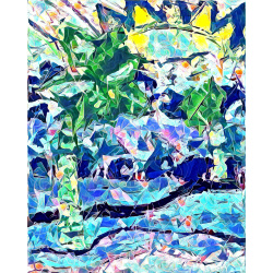 &quot;Sunrise at the Beach&quot; Contemporary Abstract Art Print - Two Sizes - Free Shipping