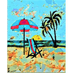 &quot;Day at the Beach&quot; Contemporary Abstract Art Print - Two Sizes - Free Shipping