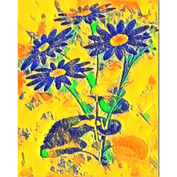 &quot;Blue Daisies&quot; Contemporary Abstract Art Print - Two Sizes - Free Shipping