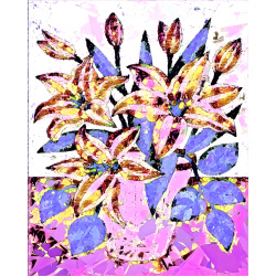 &quot;Blue Leaves&quot; Contemporary Abstract Art Print - Two Sizes - Free Shipping