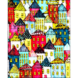 &quot;Houses&quot; Contemporary Abstract Art Print - Two Sizes - Free Shipping