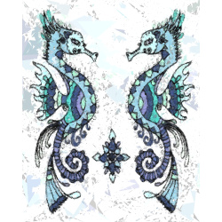 &quot;Twin Seahorses&quot; Contemporary Abstract Art Print - Two Sizes - Free Shipping