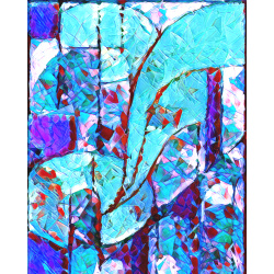 &quot;Blue Stained Glass&quot; Contemporary Abstract Art Print - Two Sizes - Free Shipping