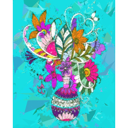 &quot;Flowers in Vase&quot; Contemporary Abstract Art Print - Two Sizes - Free Shipping