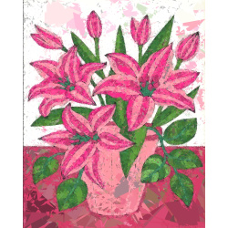 &quot;Pink Poinsettias&quot; Contemporary Abstract Art Print - Two Sizes - Free Shipping