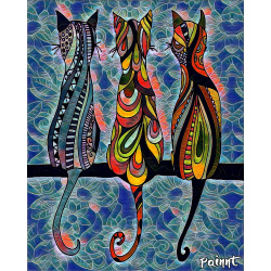 &quot;3 Night Cats&quot; Contemporary Abstract Art Print - Two Sizes - Free Shipping