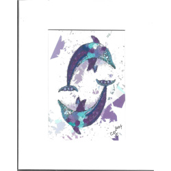 &quot;Playful Dolphins&quot; Contemporary Abstract Art Print - Two Sizes - Free Shipping