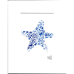 Hand Painted &quot;Blue Starfish 2&quot; 5 x 7 in an 8 x 10 Mat - Free Shipping