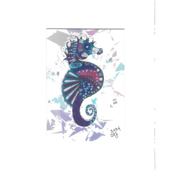 &quot;Fancy Seahorse&quot; Contemporary Abstract Art Print - Two Sizes - Free Shipping