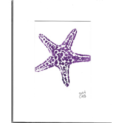 Hand Painted &quot;Maroon Starfish&quot; 5 x 7 in an 8 x 10 Mat - Free Shipping