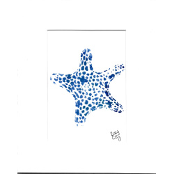 Hand Painted &quot;Blue Starfish&quot; 5 x 7 in an 8 x 10 Mat - Free Shipping