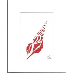 Hand Painted &quot;Red Auger Shell&quot; 5 x 7 in an 8 x 10 Mat - Free Shipping